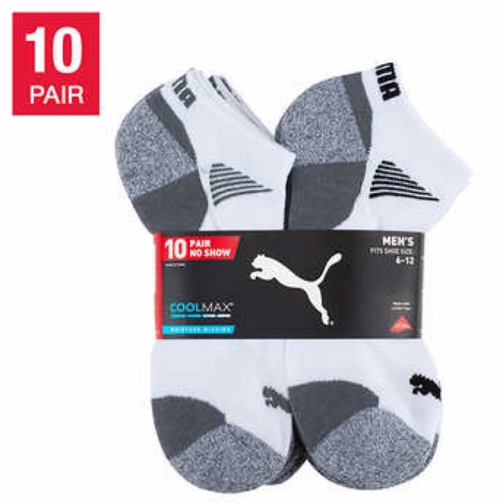 PUMA Men's 10-pair No Show Socks